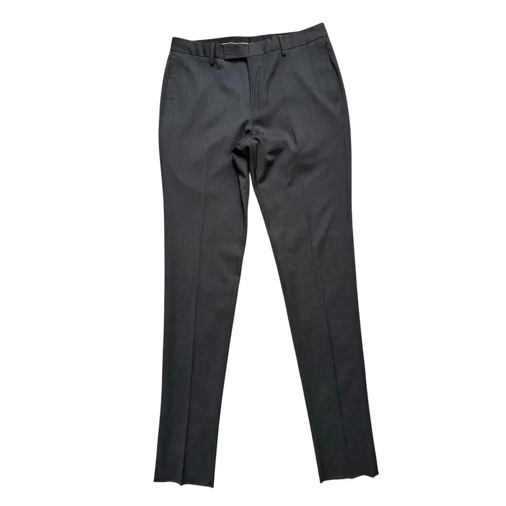 Bonobos Slim Taper Wool Dress Pants Charcoal Gray Unhemmed 33x36.5